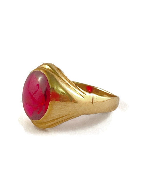rings bespoke antique vintage handmade new gold silver Gold 10K Synthetic Ruby Ring