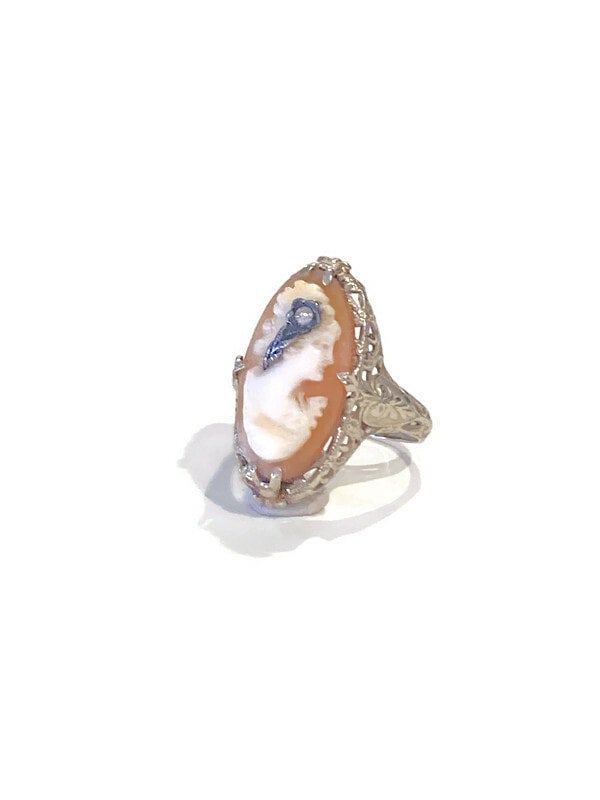 White gold cameo ring on sale
